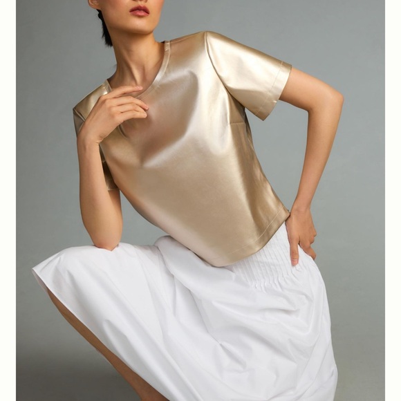 Porridge Collin Faux-Leather Short-Sleeve Top - Picture 6 of 7